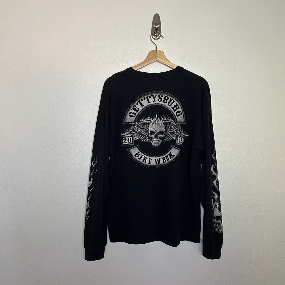 Gettysburg Bike Week 2012 Biker Long Sleeve Shirt Sz L - Picture 2 of 7